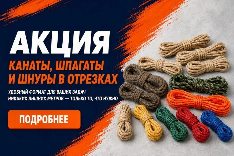 Акция! Канаты, шпагаты и шнуры в отрезках